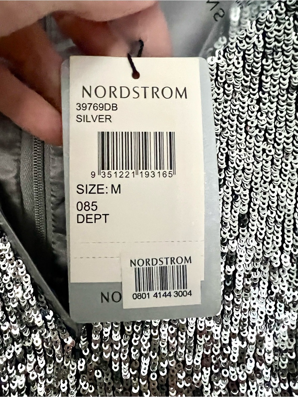 NWT Bardot Silver Sequin V-Neck Mini Dress, Size 8/Medium - Picture 9 of 16